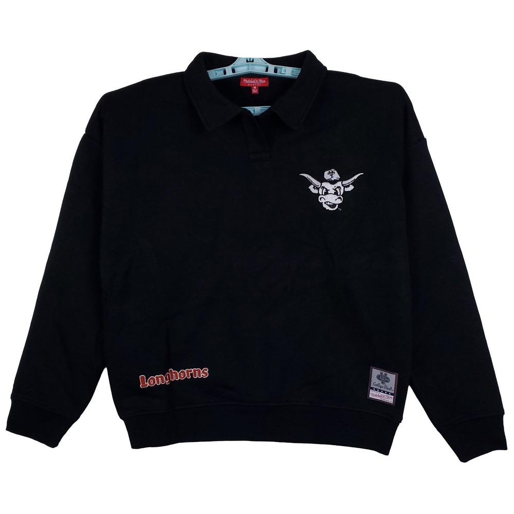 Texas Longhorns Mitchell & Ness NCAA Womens Medium Pullover Fleece Black NWT